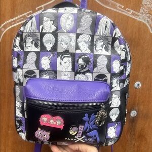 Bioworld hunter x hunter Anime character  Backpack with pins. Euc